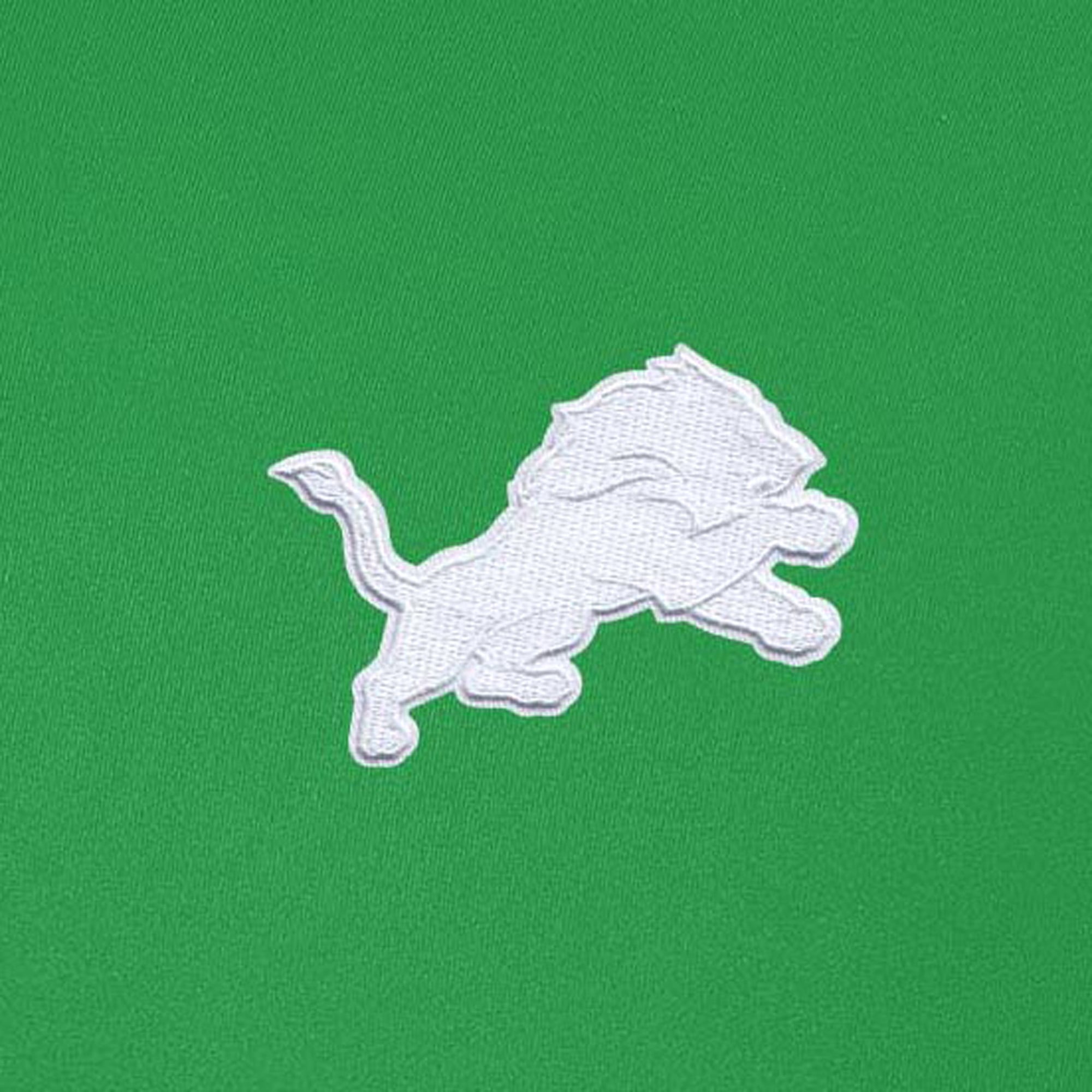 Pull à col zippé Antigua vert Kelly pour homme, Detroit Lions, édition spéciale Saint-Patrick